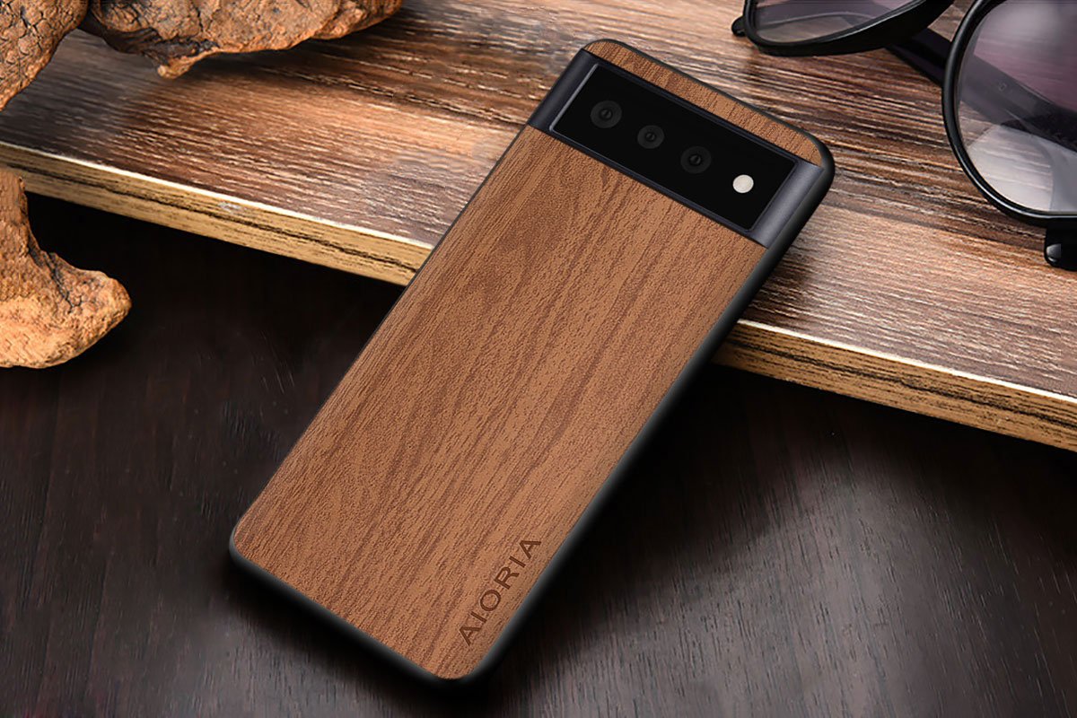 Vintage WoodLike Case for Google Pixel 6 Pro Soft TPU Around The Edge Hard PC At The Back 3in1 material