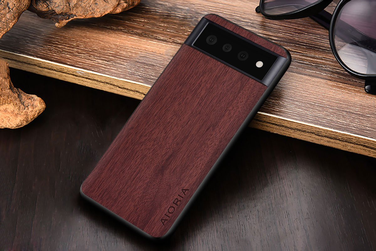 Vintage WoodLike Case for Google Pixel 6 Pro Soft TPU Around The Edge Hard PC At The Back 3in1 material