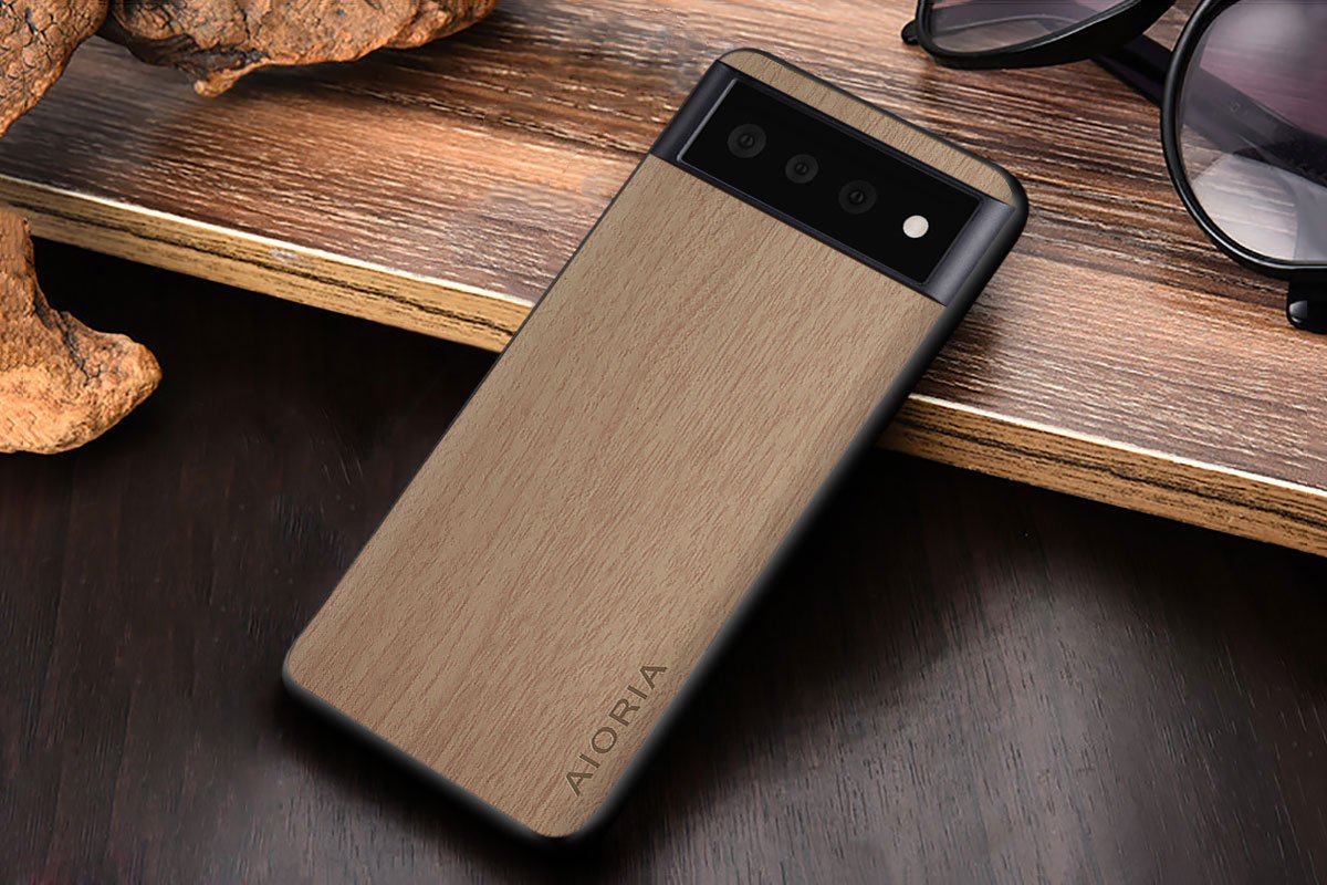 Vintage WoodLike Case for Google Pixel 6 Pro Soft TPU Around The Edge Hard PC At The Back 3in1 material