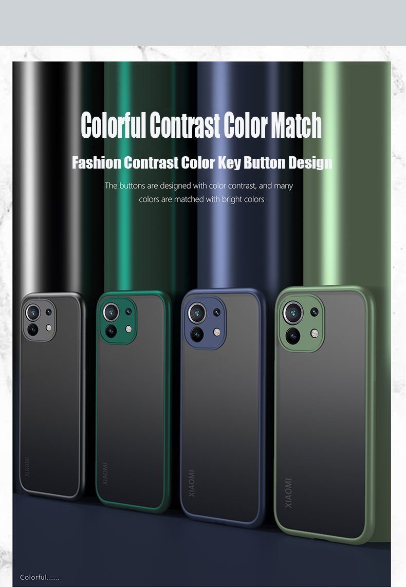 Shockproof Matte Case For Xiaomi Mi 11 Lite 5G NE 9s 9T 10s Poco X3 K50 Redmi Note 10 9 8 12 11T Pro Lens Protection Clear Cover