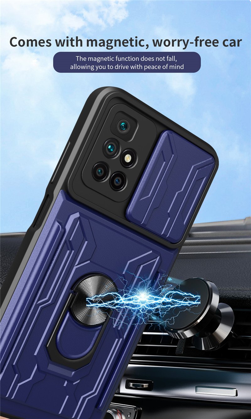Shockproof Armor Case For Xiaomi Redmi 10 10C 9T Note 11 11S 8 9 9s Mi 11T 12 POCO X3 X4 Pro F3 Magnetic Holder Card Slot Cover
