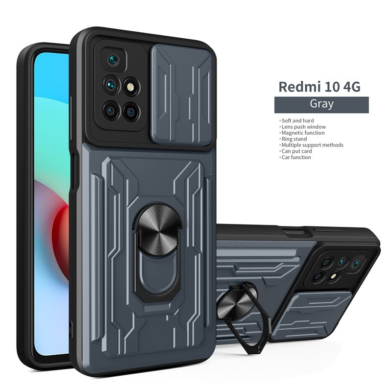 Shockproof Armor Case For Xiaomi Redmi 10 10C 9T Note 11 11S 8 9 9s Mi 11T 12 POCO X3 X4 Pro F3 Magnetic Holder Card Slot Cover