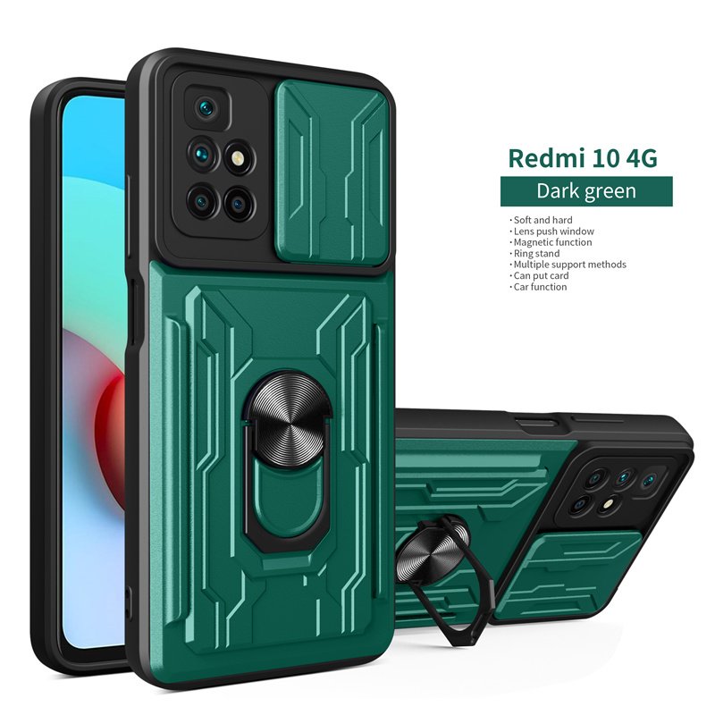 Shockproof Armor Case For Xiaomi Redmi 10 10C 9T Note 11 11S 8 9 9s Mi 11T 12 POCO X3 X4 Pro F3 Magnetic Holder Card Slot Cover
