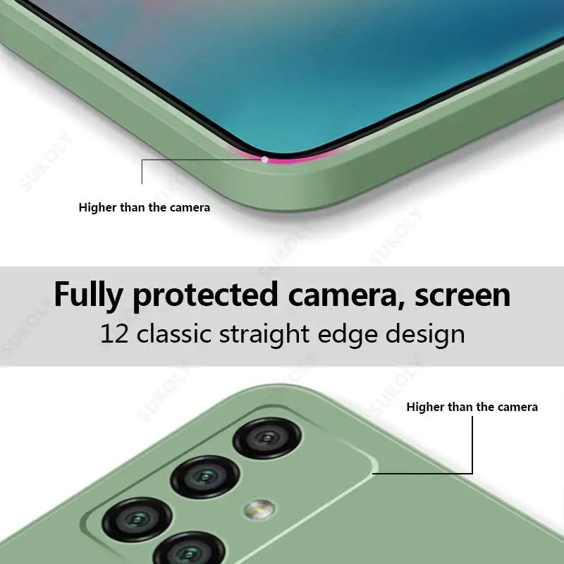 Square Liquid Silicone Case For Samsung Galaxy S24 Ultra S23 S22 Ultra A52 A54 A53 A51 A50 S23 S21 FE Camera Protect Soft Cover