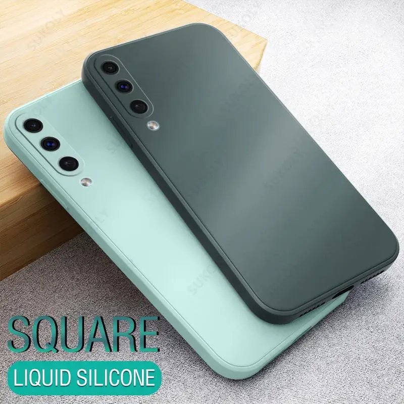 Square Liquid Silicone Case For Samsung Galaxy S24 Ultra S23 S22 Ultra A52 A54 A53 A51 A50 S23 S21 FE Camera Protect Soft Cover