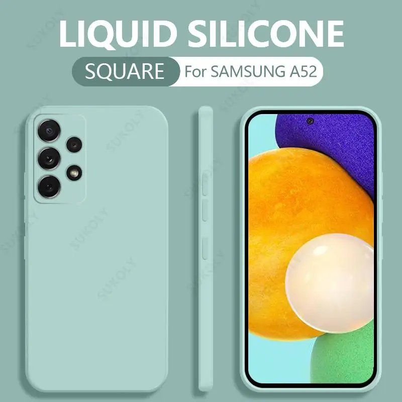 Square Liquid Silicone Case For Samsung Galaxy S24 Ultra S23 S22 Ultra A52 A54 A53 A51 A50 S23 S21 FE Camera Protect Soft Cover