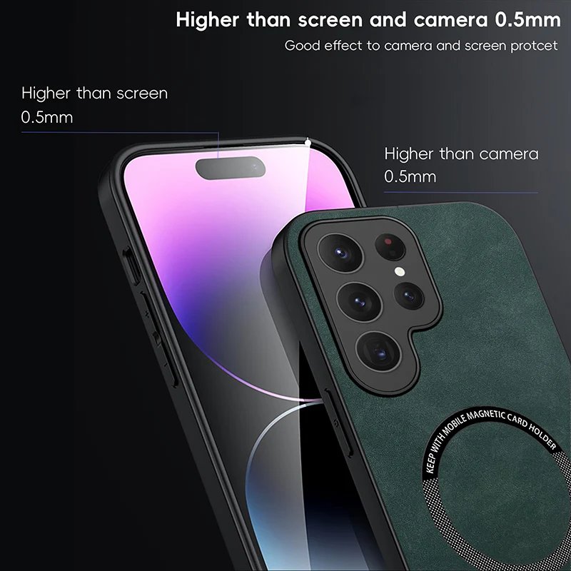 Luxury Leather Magnetic Case for Samsung Galaxy S20 S21 S24 S23 S22 Ultra FE Note10 Note20 Plus Magsafe Wireless Charge Cover