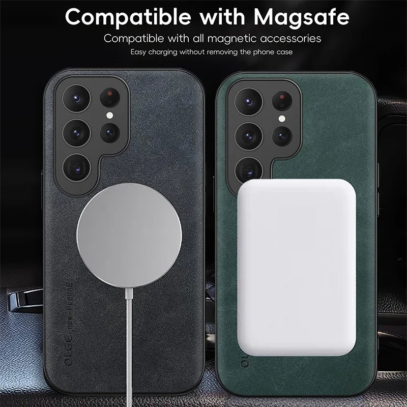 Luxury Leather Magnetic Case for Samsung Galaxy S20 S21 S24 S23 S22 Ultra FE Note10 Note20 Plus Magsafe Wireless Charge Cover