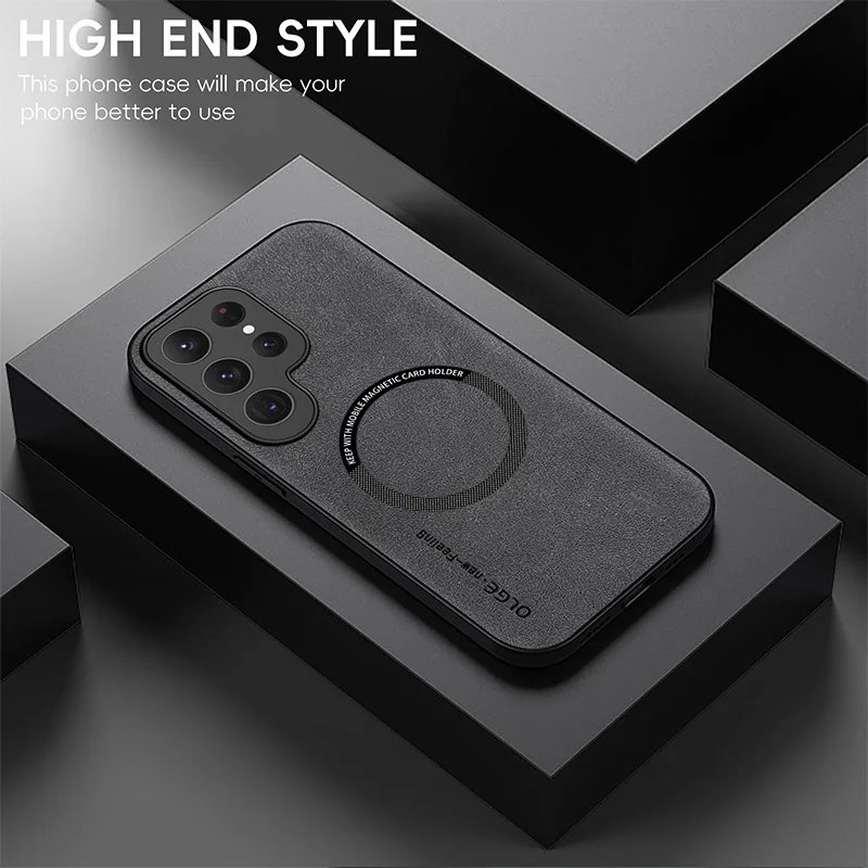 Luxury Leather Magnetic Case for Samsung Galaxy S20 S21 S24 S23 S22 Ultra FE Note10 Note20 Plus Magsafe Wireless Charge Cover Luxury Leather Magnetic Case for Samsung Galaxy S20 S21 S24 S23 S22 Ultra FE Note10 Note20 Plus Magsafe Wireless Charge Cover
