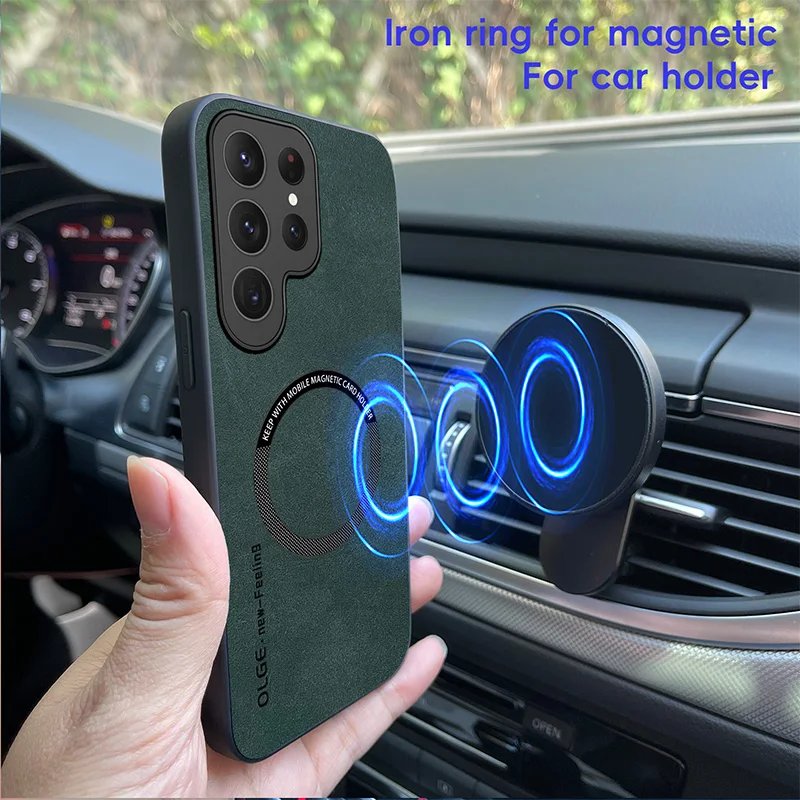 Luxury Leather Magnetic Case for Samsung Galaxy S20 S21 S24 S23 S22 Ultra FE Note10 Note20 Plus Magsafe Wireless Charge Cover