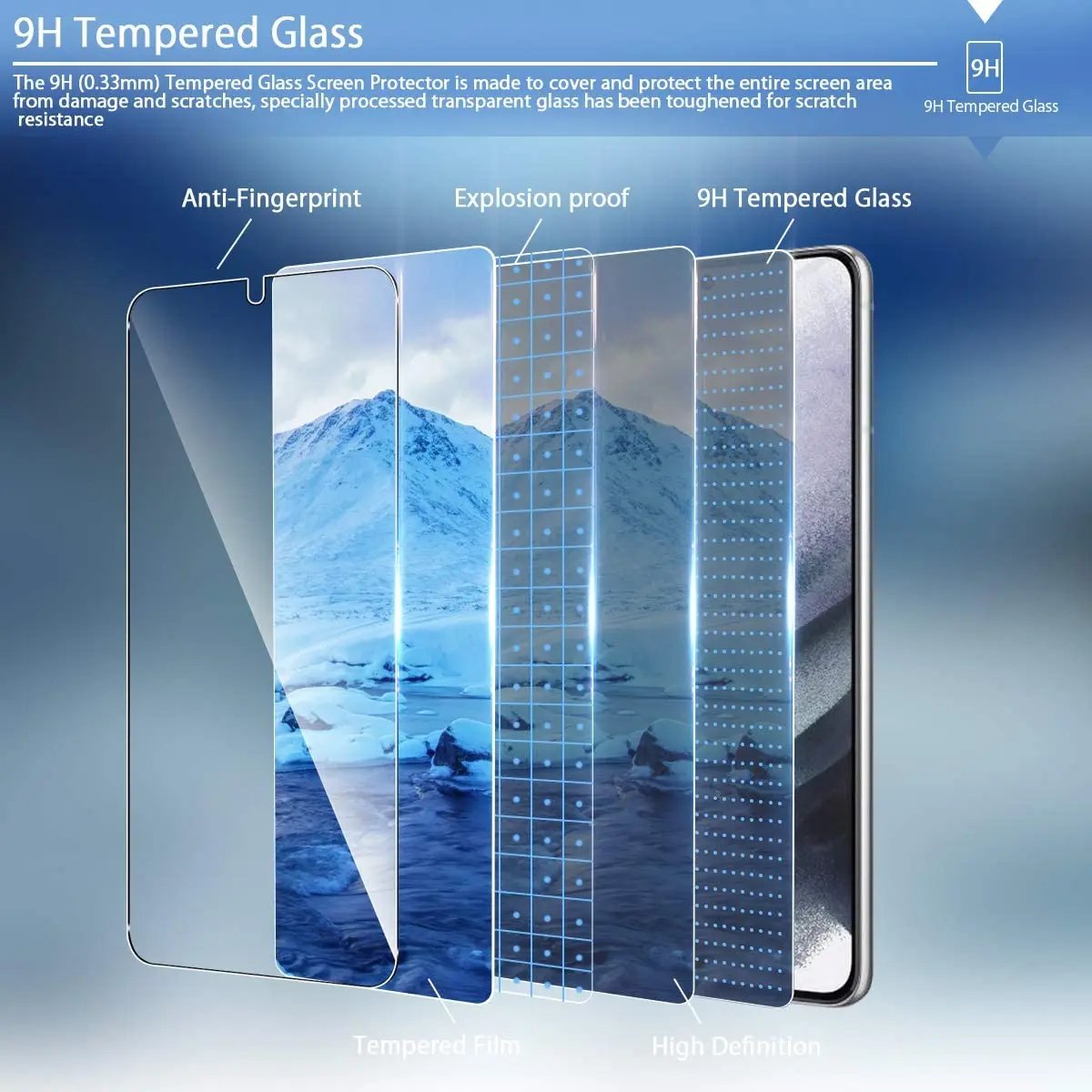 4PCS Screen Protector For Samsung Galaxy S24 Ultra S23 S22 S21 Plus HD Tempered Glass Fingerprint Unlock Screen Protective Films