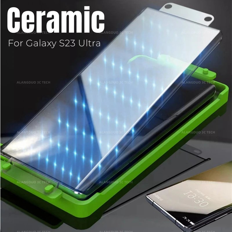 2PCS Full Glue Screen Protector for Samsung Galaxy S23 S24 S22 S21 S20 S10 Note 20 Ultra 10 Plus Ceramic Film Curved not glass