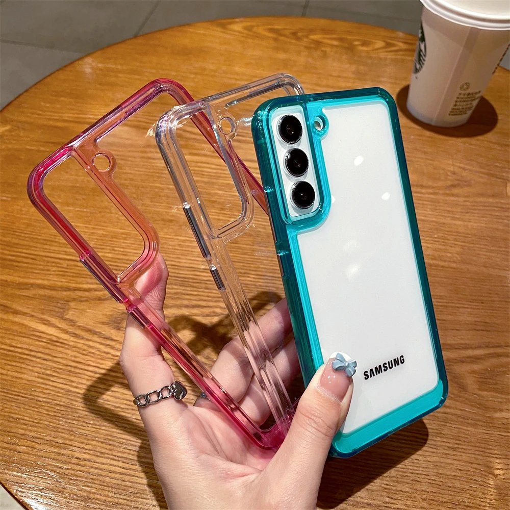 Luxury Transparent Shockproof Case for Samsung S24 S23 S22 S21 FE Plus Ultra 5G A12 A32 A52 A72 4G A33 A53 A73 A13 Crystal Cover