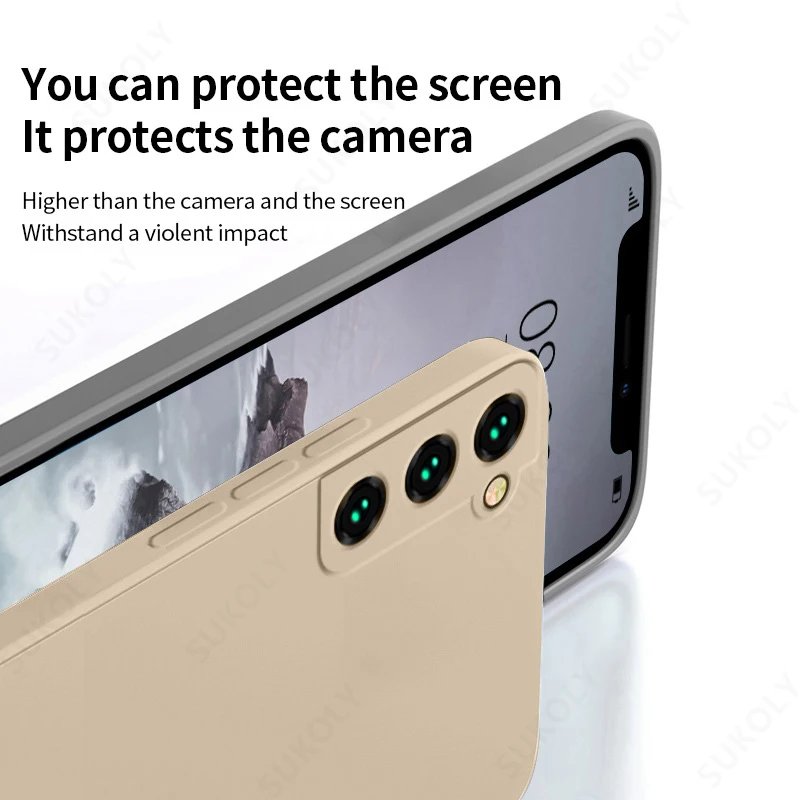 Case For Samsung Galaxy S24 S23 S22 Ultra S21 FE S21 Plus A55 A53 A52S A54 Shockproof Square Liquid Silicone Phone Cover Coque