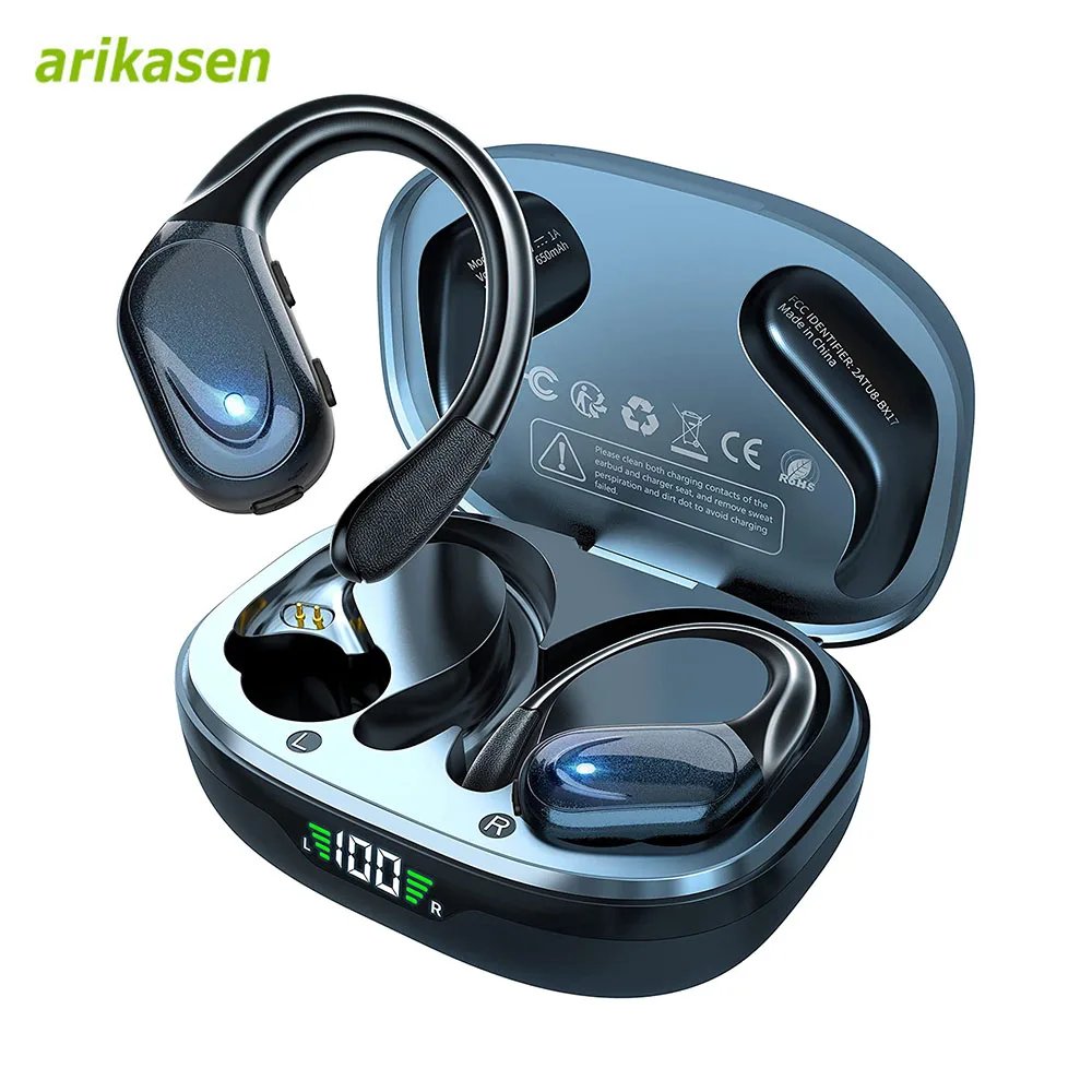 Wireless Earbuds Sport Bluetooth 5.3 Headphones with Noise Cancelling Mic 75H HiFi Stereo Over Ear Bud LED Display USB-C IPX6 Wireless Earbuds Sport Bluetooth 5.3 Headphones with Noise Cancelling Mic 75H HiFi Stereo Over Ear Bud LED Display USB-C IPX6