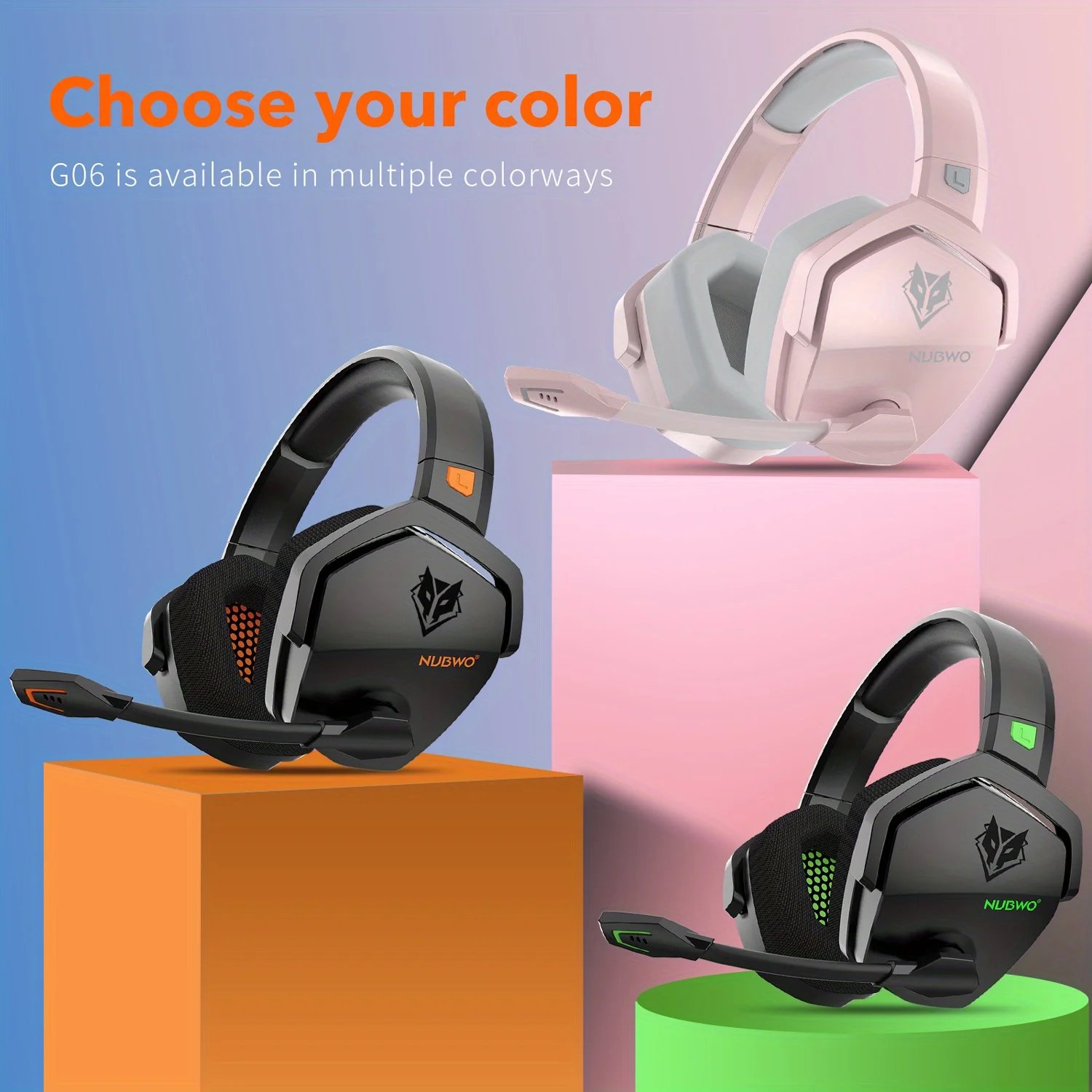 NUBWO G06 Gaming Headset for PS5, PS4, XBOX,PC, Mac, 2.4GHz Ultra-Low Latency Noise Cancelling Bluetooth Headphones With Mic NUBWO G06 Gaming Headset for PS5, PS4, XBOX,PC, Mac, 2.4GHz Ultra-Low Latency Noise Cancelling Bluetooth Headphones With Mic