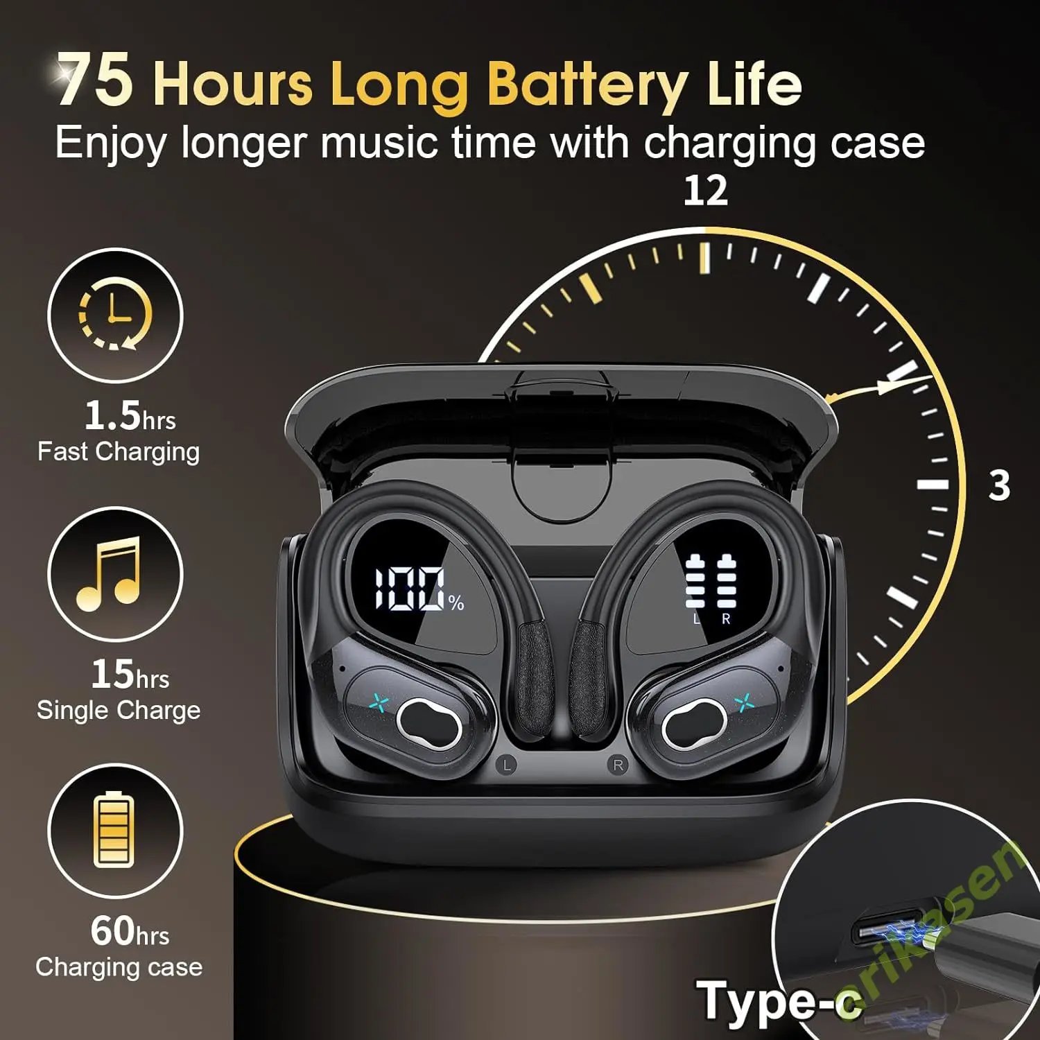 Bluetooth 5.3 Headphones 2024 Wireless Earbuds 75hrs Sport Bluetooth Earphone with Noise Cancelling Mic IPX7 Waterproof Headsets Bluetooth 5.3 Headphones 2024 Wireless Earbuds 75hrs Sport Bluetooth Earphone with Noise Cancelling Mic IPX7 Waterproof Headsets