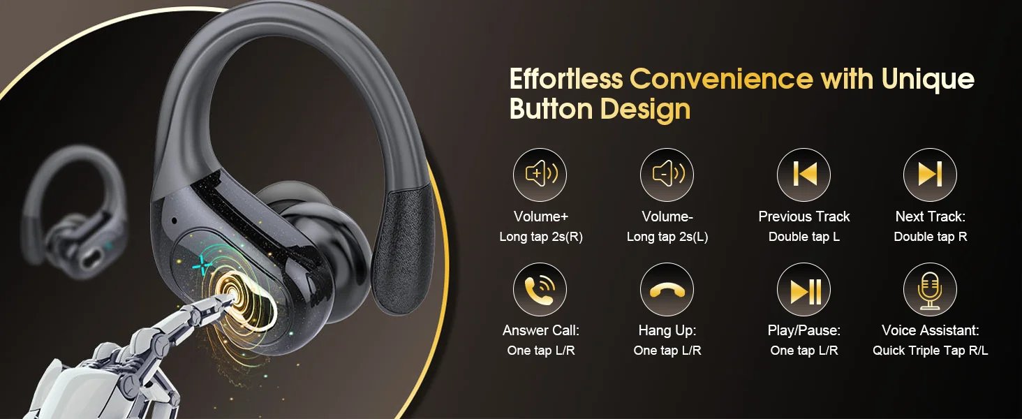 Bluetooth 5.3 Headphones 2024 Wireless Earbuds 75hrs Sport Bluetooth Earphone with Noise Cancelling Mic IPX7 Waterproof Headsets Bluetooth 5.3 Headphones 2024 Wireless Earbuds 75hrs Sport Bluetooth Earphone with Noise Cancelling Mic IPX7 Waterproof Headsets