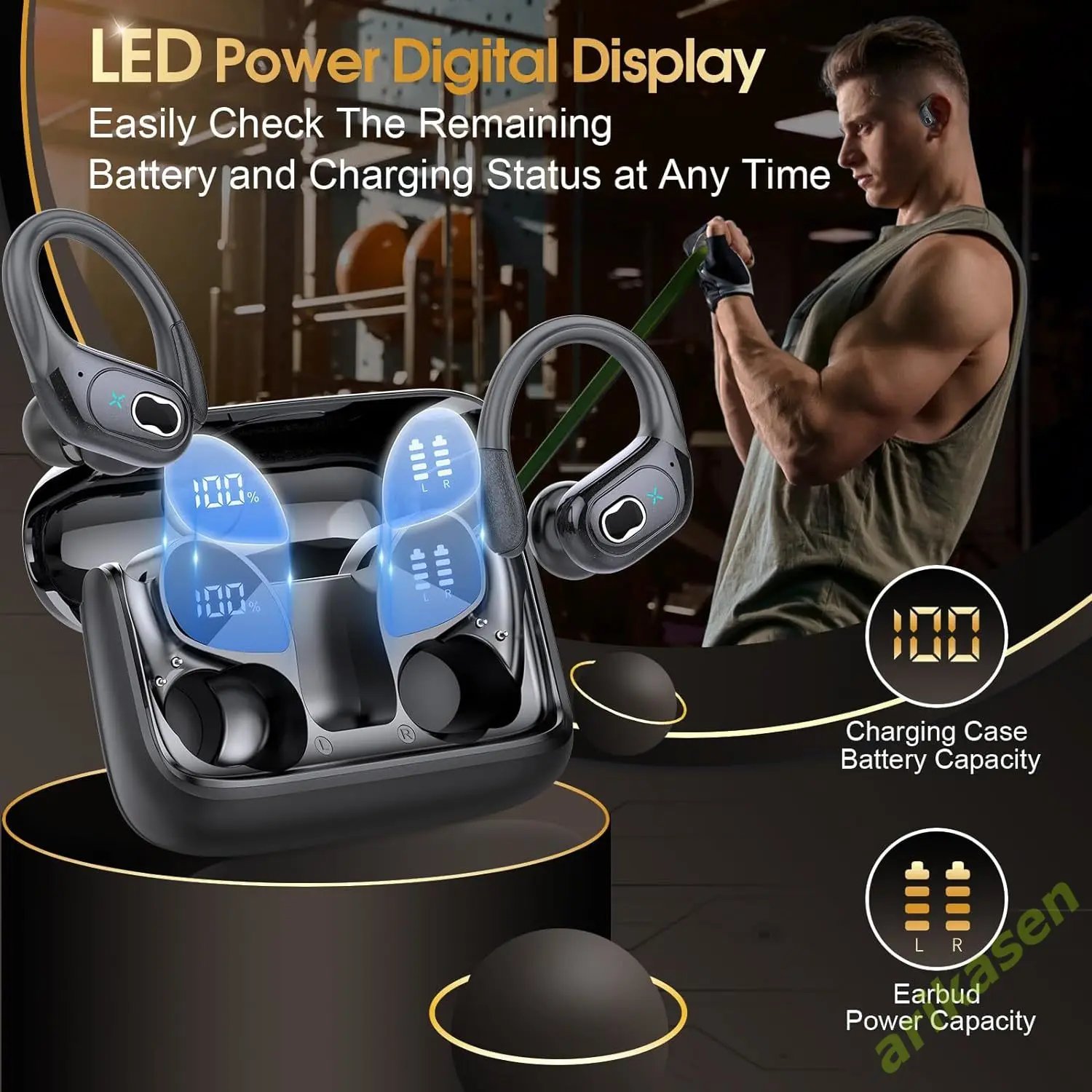 Bluetooth 5.3 Headphones 2024 Wireless Earbuds 75hrs Sport Bluetooth Earphone with Noise Cancelling Mic IPX7 Waterproof Headsets Bluetooth 5.3 Headphones 2024 Wireless Earbuds 75hrs Sport Bluetooth Earphone with Noise Cancelling Mic IPX7 Waterproof Headsets