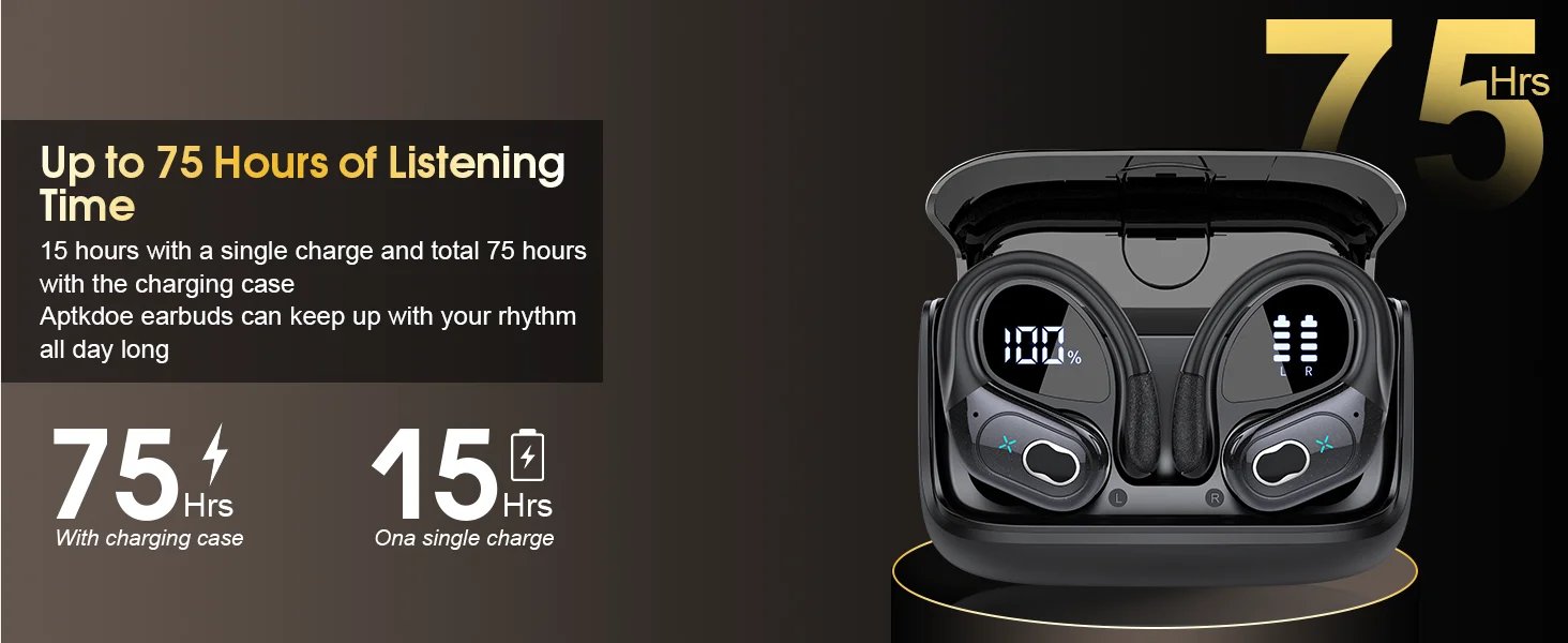 Bluetooth 5.3 Headphones 2024 Wireless Earbuds 75hrs Sport Bluetooth Earphone with Noise Cancelling Mic IPX7 Waterproof Headsets Bluetooth 5.3 Headphones 2024 Wireless Earbuds 75hrs Sport Bluetooth Earphone with Noise Cancelling Mic IPX7 Waterproof Headsets