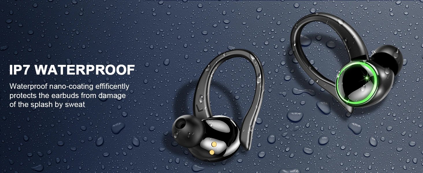 Headphones Bluetooth 5.3 Wireless Bass Stereo Over Ear Earbuds ENC Noise Cancelling Mic with Earhooks 48H Playback LED Display Headphones Bluetooth 5.3 Wireless Bass Stereo Over Ear Earbuds ENC Noise Cancelling Mic with Earhooks 48H Playback LED Display