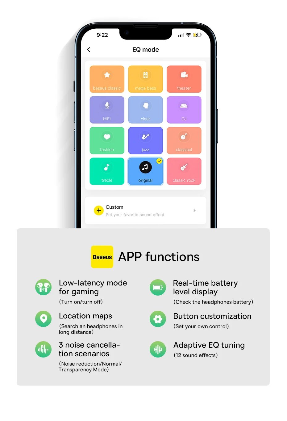 Baseus H1 ANC Bluetooth 5.2 Headsets Wireless Headphones, 40db Active Noise Cancellation, 70h Battery Life, 40mm Driver Unit