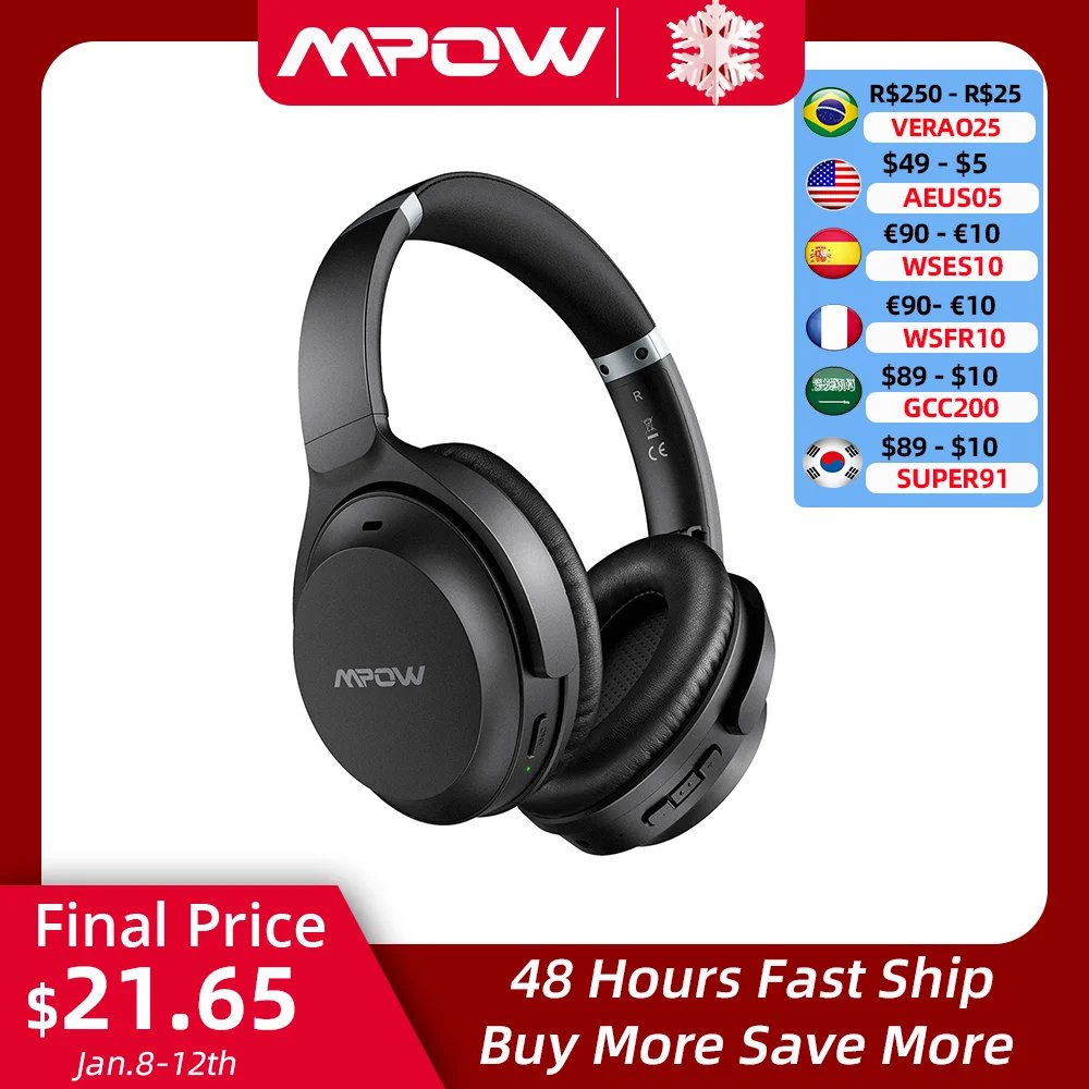 Mpow H12 IPO Active Noise Cancelling Headphones 40h Playtime CVC 8.0 Mic Bluetooth 5.0 Wireless Headset For iPhone Huawei Xiaomi Mpow H12 IPO Active Noise Cancelling Headphones 40h Playtime CVC 8.0 Mic Bluetooth 5.0 Wireless Headset For iPhone Huawei Xiaomi