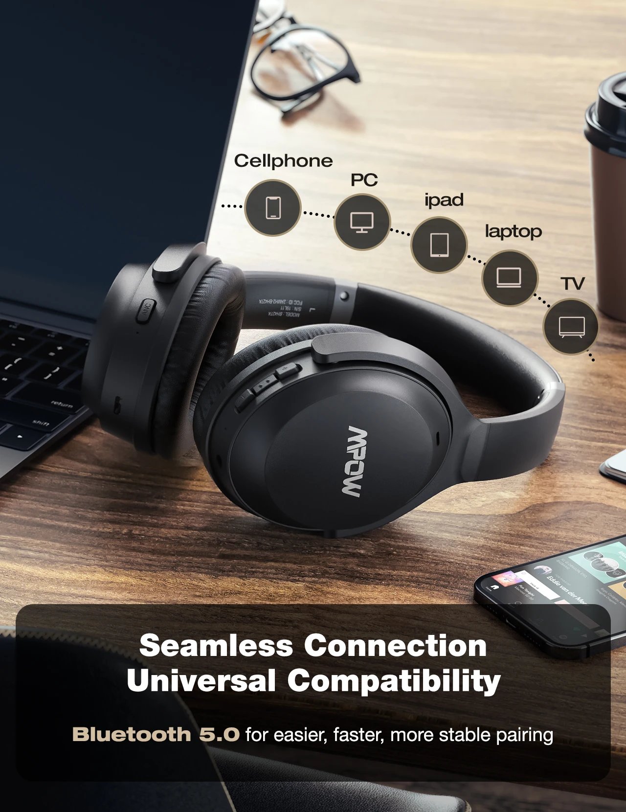 Mpow H12 IPO Active Noise Cancelling Headphones 40h Playtime CVC 8.0 Mic Bluetooth 5.0 Wireless Headset For iPhone Huawei Xiaomi Mpow H12 IPO Active Noise Cancelling Headphones 40h Playtime CVC 8.0 Mic Bluetooth 5.0 Wireless Headset For iPhone Huawei Xiaomi