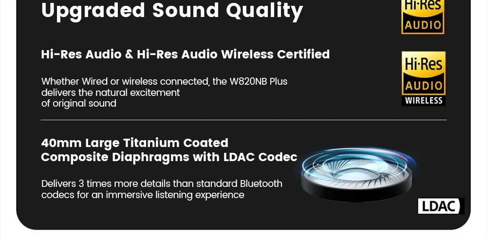 Edifier W820NB Plus Wireless Noise Cancelling Headphones 43dB ANC Hi-Res LDAC Codec 49hrs Playtime Over-Ear Bluetooth Headset Edifier W820NB Plus Wireless Noise Cancelling Headphones 43dB ANC Hi-Res LDAC Codec 49hrs Playtime Over-Ear Bluetooth Headset