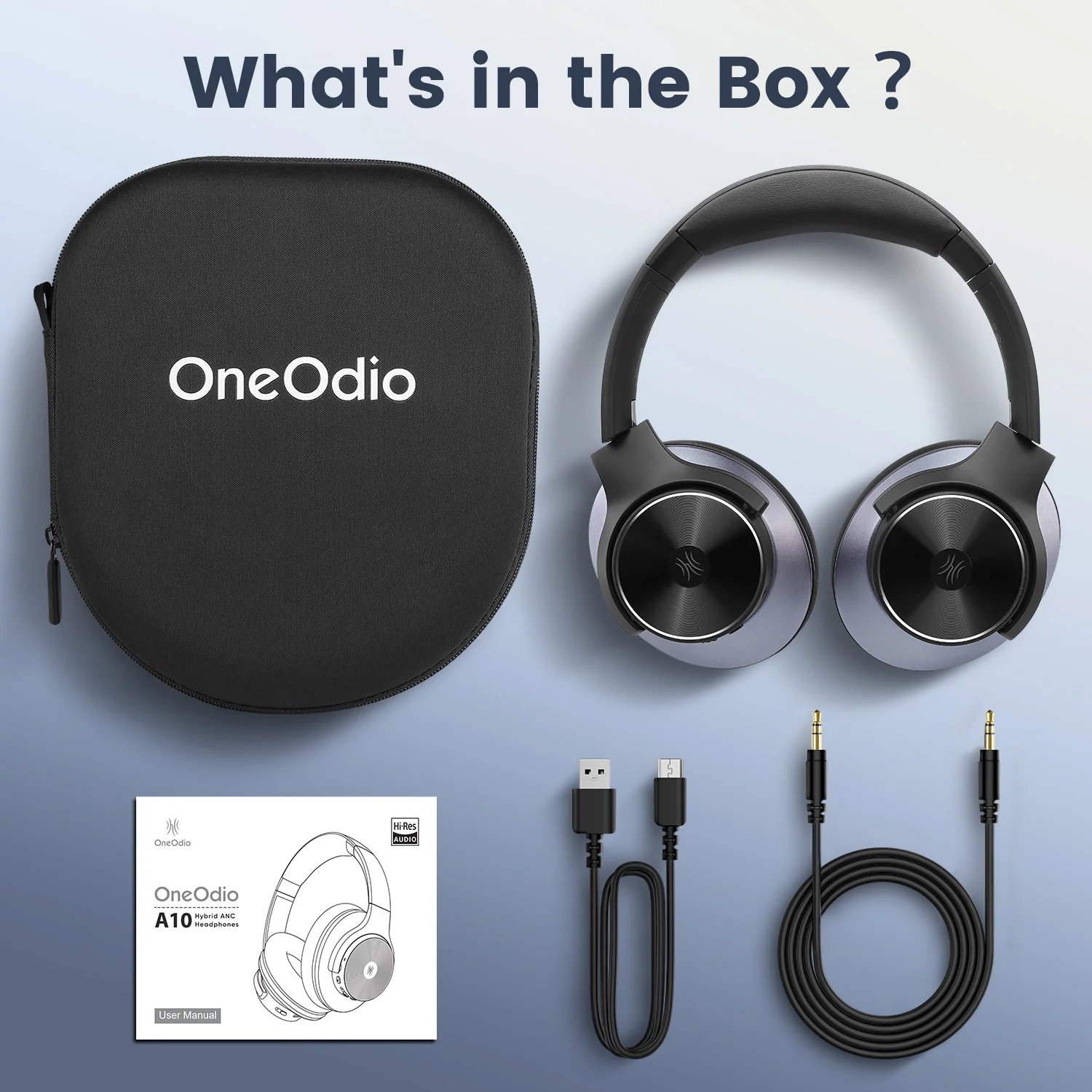 Oneodio A10 Hybrid Active Noise Cancelling Headphones Bluetooth With Hi-Res Audio Over Ear Wireless Headset ANC With Microphone Oneodio A10 Hybrid Active Noise Cancelling Headphones Bluetooth With Hi-Res Audio Over Ear Wireless Headset ANC With Microphone