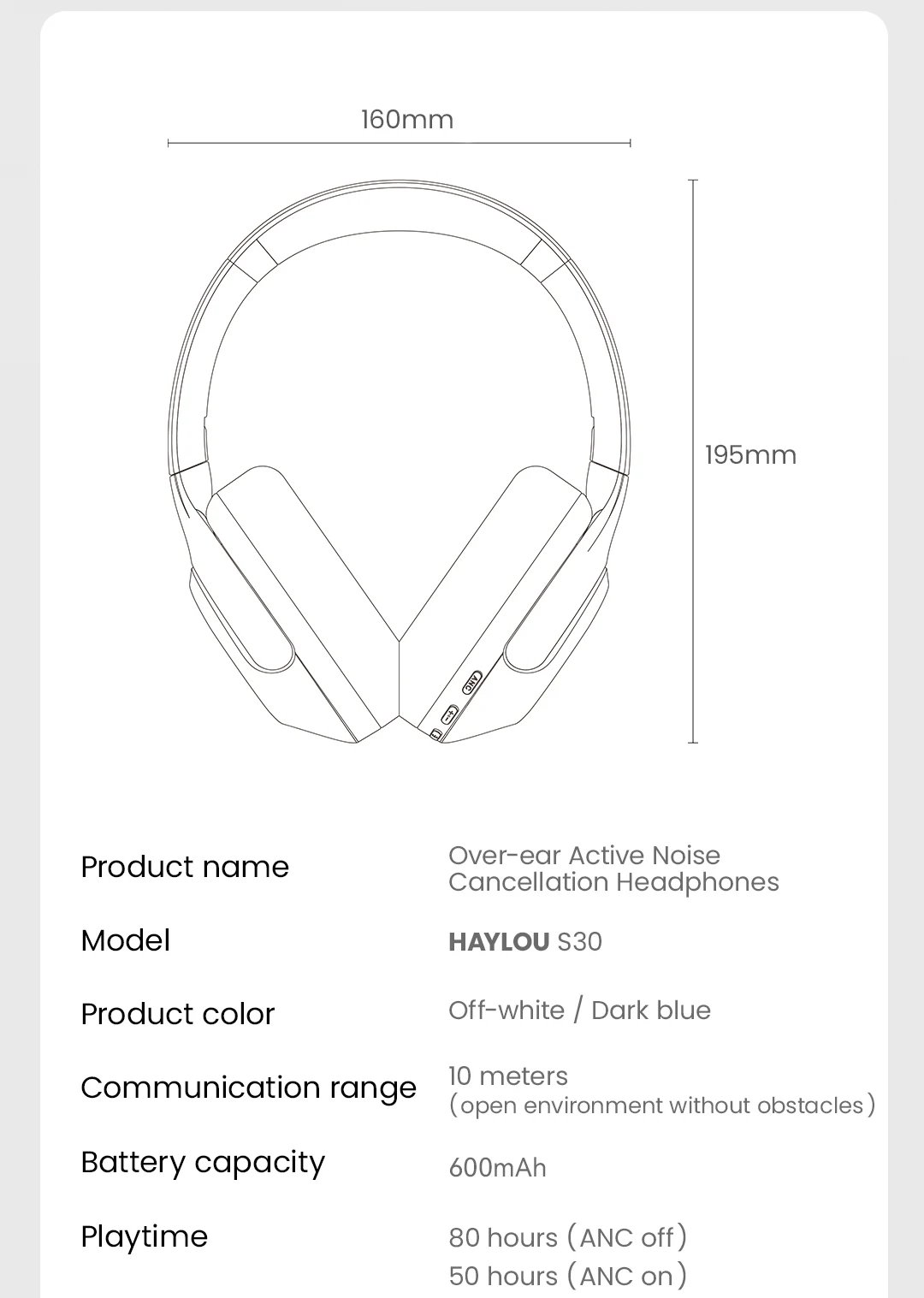 HAYLOU S30 Wireless Bluetooth 5.4 Headphones 43dB Adaptive Noise Cancelling Headsets 40mm Driver 80H Playtime Earphones HAYLOU S30 Wireless Bluetooth 5.4 Headphones 43dB Adaptive Noise Cancelling Headsets 40mm Driver 80H Playtime Earphones