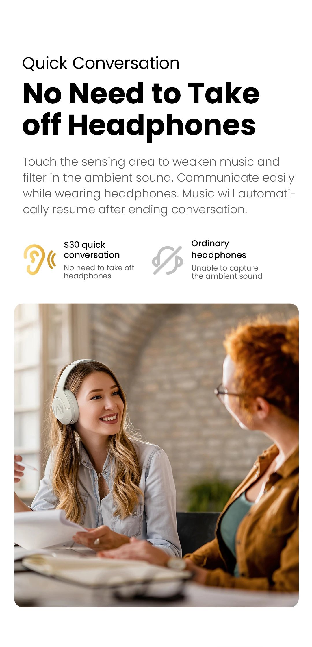 HAYLOU S30 Wireless Bluetooth 5.4 Headphones 43dB Adaptive Noise Cancelling Headsets 40mm Driver 80H Playtime Earphones HAYLOU S30 Wireless Bluetooth 5.4 Headphones 43dB Adaptive Noise Cancelling Headsets 40mm Driver 80H Playtime Earphones