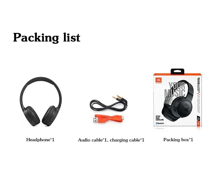 Original JBL TUNE 660BTNC Wireless Bluetooth Headphones T660NC Noise Cancelling Pure Bass headset Gaming Sports headphone Mic