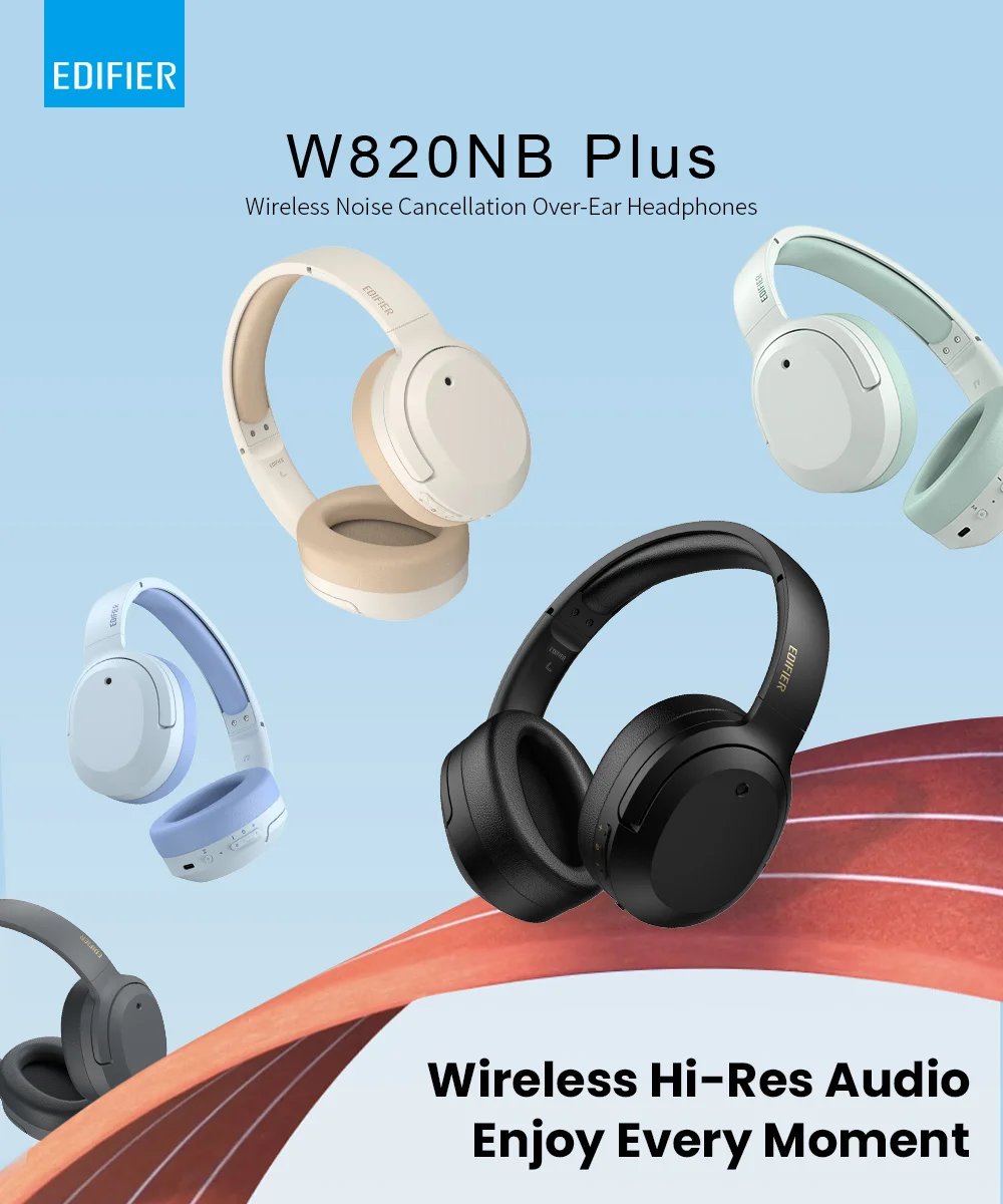 Edifier W820NB+ Plus Active Noise Cancelling Wireless Bluetooth Headphones Hi-Res LDAC Headset 49H Playtime APP Equalizer Edifier W820NB+ Plus Active Noise Cancelling Wireless Bluetooth Headphones Hi-Res LDAC Headset 49H Playtime APP Equalizer