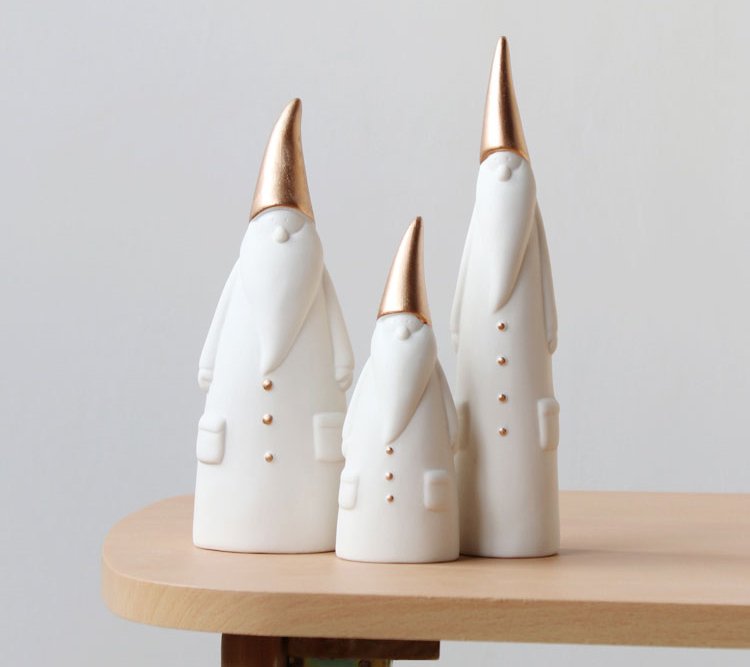 Christmas White Santa Figurine 3 pcs Set