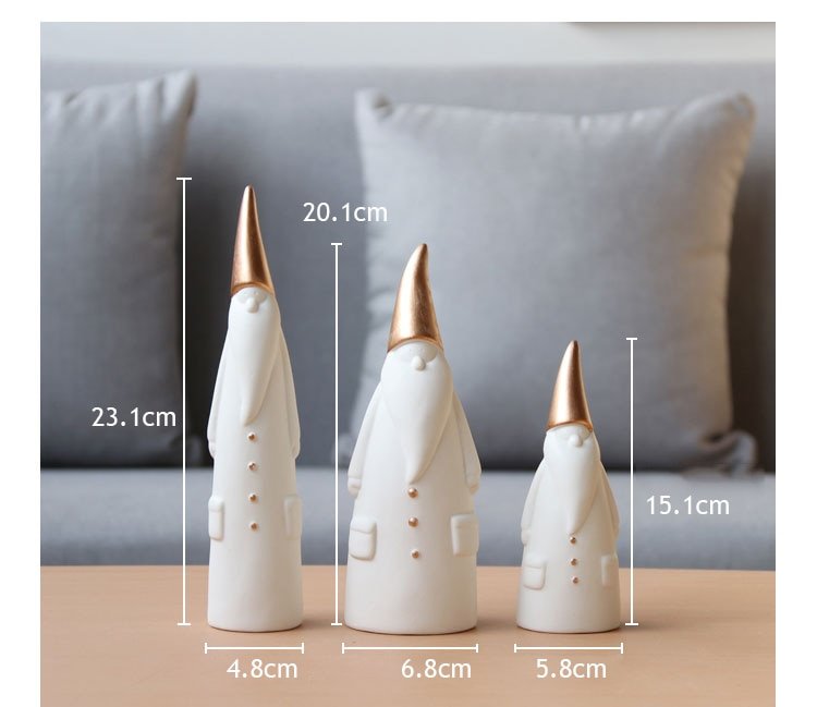 Christmas White Santa Figurine 3 pcs Set