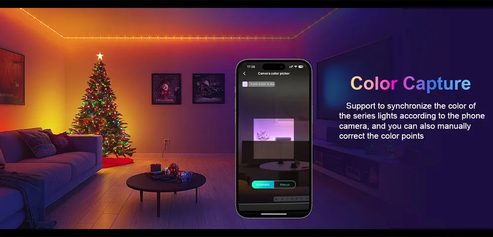 Smart Fairy RGB String Light USB 10M/33FT Waterproof String Light with App Control, Sync to Voice & Music Christmas Tree Decor Smart Fairy RGB String Light USB 10M/33FT Waterproof String Light with App Control, Sync to Voice & Music Christmas Tree Decor