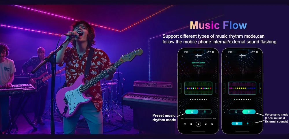 Smart Fairy RGB String Light USB 10M/33FT Waterproof String Light with App Control, Sync to Voice & Music Christmas Tree Decor Smart Fairy RGB String Light USB 10M/33FT Waterproof String Light with App Control, Sync to Voice & Music Christmas Tree Decor