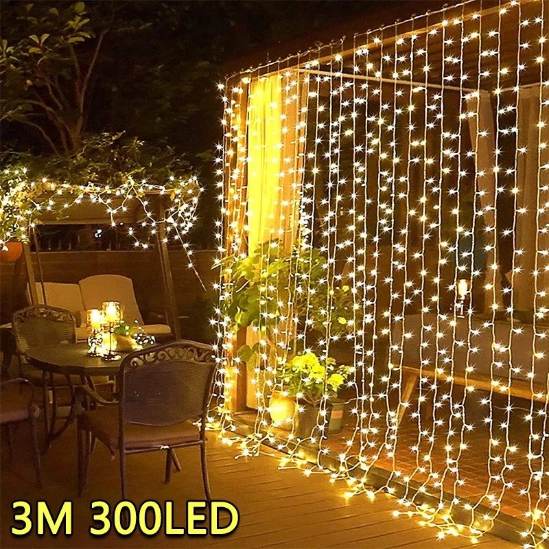 3M LED Curtain String Lights Fairy Decoration USB Holiday Garland Lamp 8 Mode For Home Garden Christmas Party New Year Wedding 3M LED Curtain String Lights Fairy Decoration USB Holiday Garland Lamp 8 Mode For Home Garden Christmas Party New Year Wedding