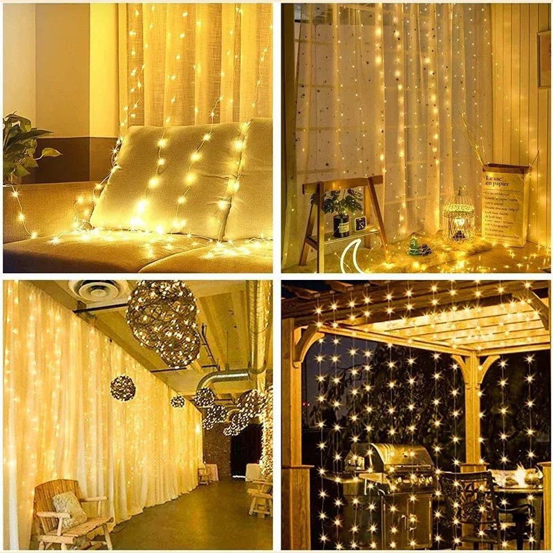 3M LED Curtain String Lights Fairy Decoration USB Holiday Garland Lamp 8 Mode For Home Garden Christmas Party New Year Wedding 3M LED Curtain String Lights Fairy Decoration USB Holiday Garland Lamp 8 Mode For Home Garden Christmas Party New Year Wedding
