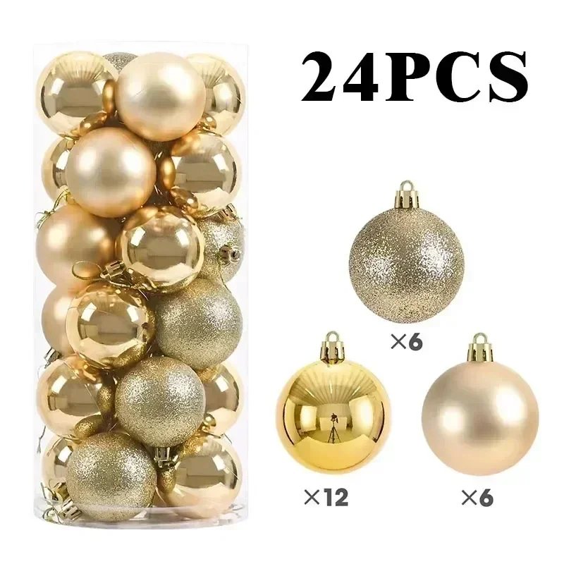 24Pcs 3/4/6CM Christmas Balls Big Ball Christmas Tree Pendant Ornaments for Party Decor 2025 New Year Navidad Gifts Accessory 24Pcs 3/4/6CM Christmas Balls Big Ball Christmas Tree Pendant Ornaments for Party Decor 2025 New Year Navidad Gifts Accessory
