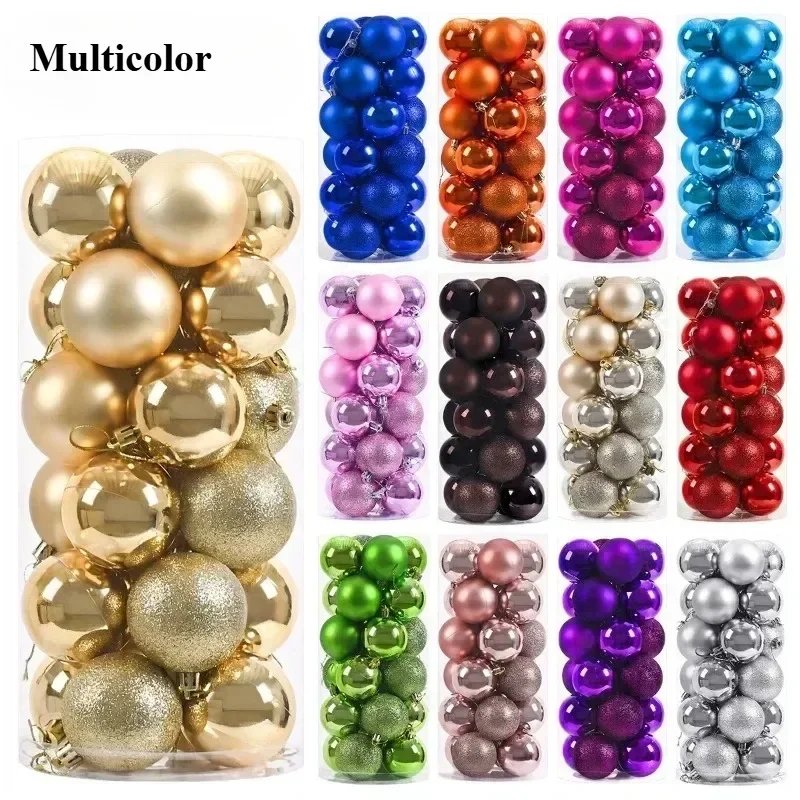 24Pcs 3/4/6CM Christmas Balls Big Ball Christmas Tree Pendant Ornaments for Party Decor 2025 New Year Navidad Gifts Accessory 24Pcs 3/4/6CM Christmas Balls Big Ball Christmas Tree Pendant Ornaments for Party Decor 2025 New Year Navidad Gifts Accessory