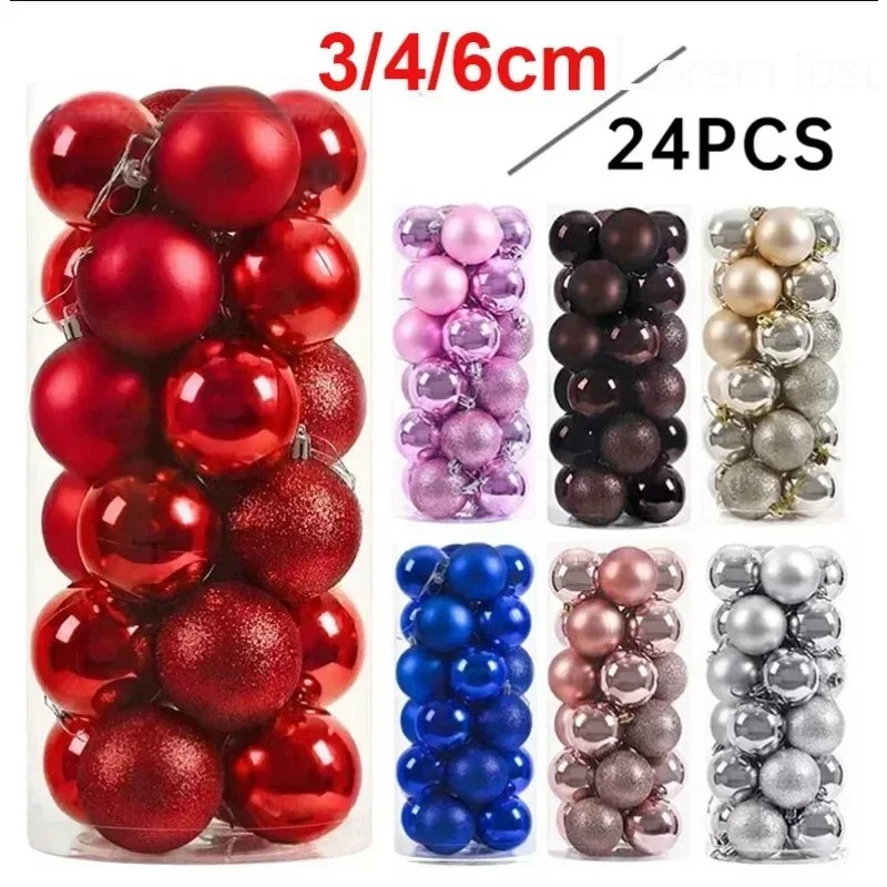 24Pcs 3/4/6CM Christmas Balls Big Ball Christmas Tree Pendant Ornaments for Party Decor 2025 New Year Navidad Gifts Accessory 24Pcs 3/4/6CM Christmas Balls Big Ball Christmas Tree Pendant Ornaments for Party Decor 2025 New Year Navidad Gifts Accessory