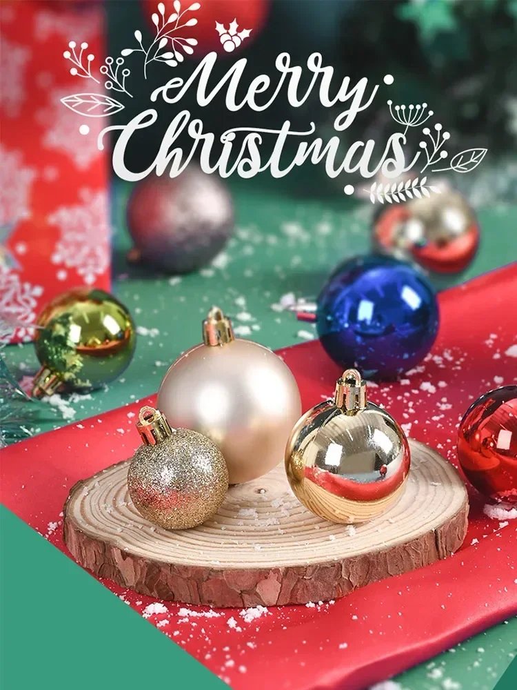 24Pcs 3/4/6CM Christmas Balls Big Ball Christmas Tree Pendant Ornaments for Party Decor 2025 New Year Navidad Gifts Accessory